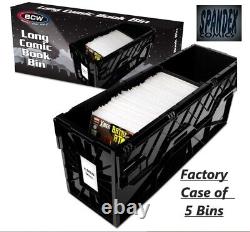 1 Case (5) BCW Black Long Comic Book Box Bins Heavy Duty Acid Free Plastic