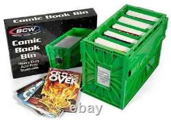 1 Case (5) BCW Green Short Comic Book Box Bin Heavy Duty Acid Free Plastic