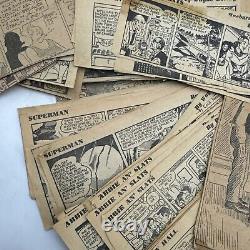 1250+ Lot Platinum & Golden Age Clipped Newspaper Comic Strip Scrapbook Superman