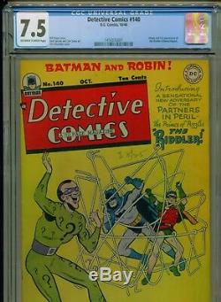1948 DC Detective Comics #140 1st Appearance & Origin The Riddler Cgc 7.5 Ow-w