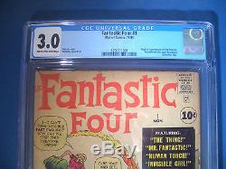 1961 FANTASTIC FOUR #1 Marvel Comics CGC Graded 3.0 GD/VG RARE Off WHITE Pages