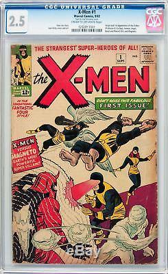 1963 X-Men 1 CGC 2.5! 1st App of Magneto, Mutants, Professor X! KEY! Hot book