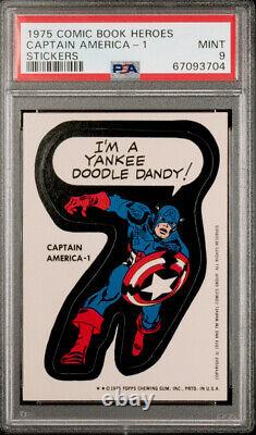 1975 Comic Book Heroes Stickers Captain America-1 PSA 9
