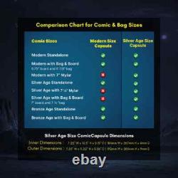 20 Comic Capsule Silver Age Comic Book Plastic Protector Black UV Protection