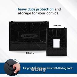 3 BCW LONG Comic Book Storage Bin Heavy Duty Plastic Box Hold 300 Bags Stackable