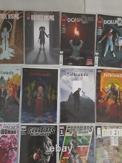 32x Comic Books With Cardstock And Plastic. Venom, Guardians, dollhouse, more