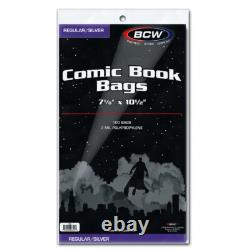500 BCW Silver Era Comic Book Bags Sleeves + Acid Free Back Boards 7 x 10 1/2