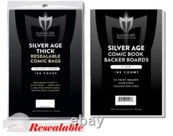 500 Resealable Thick Silver Age Max Pro Comic Book Poly Bags 7-1/4x10-1/2 Boards
