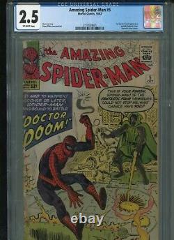 AMAZING SPIDER-MAN #5 1963 comic book original owner CGC graded 2.5 good +