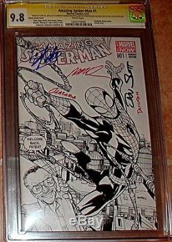 AMAZING SPIDERMAN 1 5X 1st DAY SIGNED STAN LEE RAMOS SLOT SKETCH VARIANT CGC 9.8