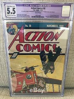 Action Comics #18 1939 Cgc 5.5 Superman DC Comics 1st App Of Three Aces