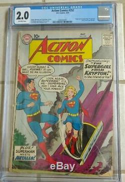 Action Comics #252 CGC 2.0 DC 1959 1st Supergirl! Key Book! Superman! K12 201 cm
