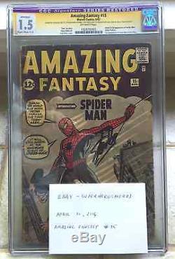 Amazing Fantasy #15 CGC 1.5 SoS Stan Lee Signed! 1st Appearance Of Spider-Man