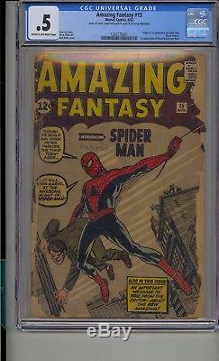 Amazing Fantasy #15 Cgc. 5 Origin 1st App Spider-man Uncle Ben Aunt May Complete