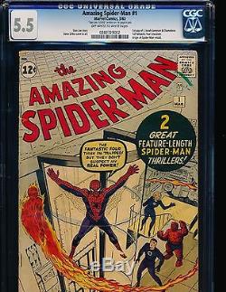 Amazing Spider-Man # 1 Stan Lee signature 1st page CGC 5.5 OWithWHITE Pgs