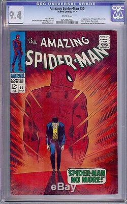 Amazing Spider-Man #50 CGC 9.4 1967 WHITE pages! 1st Kingpin Daredevil F3 clean