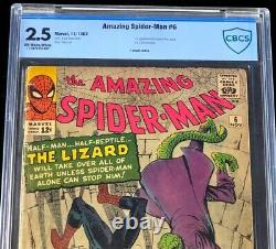 Amazing Spider-Man #6 CBCS 2.5 OW-W 1st App the LIZARD Marvel Comic 1963
