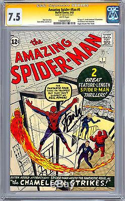 Amazing Spider-man #1 Cgc Ss 7.5 Signed By Stan Lee Premiere Issue 1963