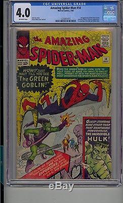 Amazing Spider-man #14 Cgc 4.0 1st App Green Goblin 1st Hulk Meets Spiderman