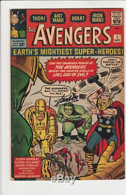Avengers 1 Signed By Stan Lee First Appearance 1963 Marvel Key Kirby