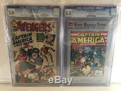 Avengers 4 CGC 2.0 & MME Captain America 1 (reprint) CGC 8.5 comic book lot