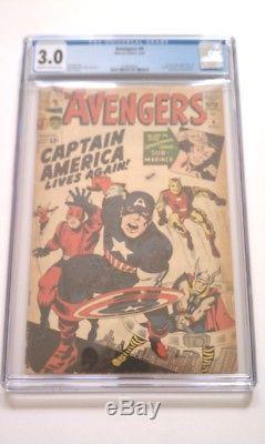 Avengers #4 Comic Cgc 3.0 1964 1st Captain America Steve Rogers