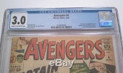 Avengers #4 Comic Cgc 3.0 1964 1st Captain America Steve Rogers