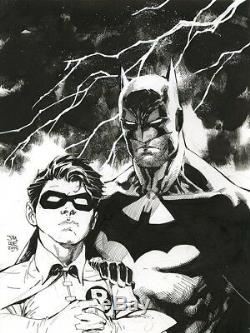 BATMAN & ROBIN Original Art by comic book legend JIM LEE