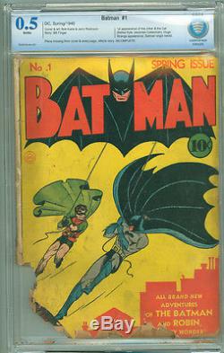 Batman 1 CBCS 0.5 Unrestored DC 1940 1st Appearance of Joker & Catwoman