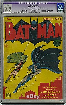 Batman #1 CGC 3.5 MEGA KEY 1940 1st Joker 1st Catwoman Origin DC Golden Age
