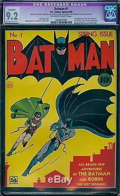 Batman 1 CGC 9.2 Restored (1940) 1st Joker