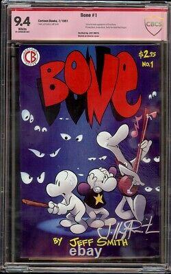 Bone # 1 CBCS 9.4 White (Cartoon Books, 1991) 1st Bone, Jeff Smith Sig & Sketch