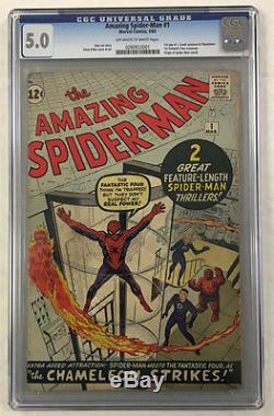 Cgc 5.0 Amazing Spider-man #1 Silver Age Origin Marvel Comic Book Fantastic Four