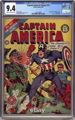 Captain America Comics #13 Cgc 9.4 Single Highest Graded Cgc #1557740004
