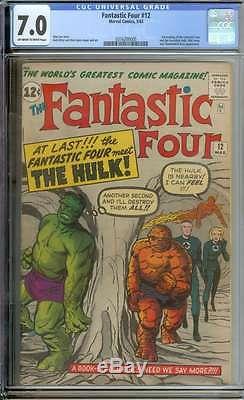FANTASTIC FOUR #12 CGC 7.0 OWithWH PAGES