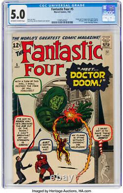 FANTASTIC FOUR #5 CGC 5.0 KEY GRAIL Silver Age Comic Book 1ST APP DOCTOR DOOM