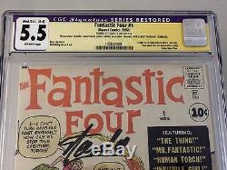 Fantastic Four #1 signed by Stan Lee (Marvel, 1961) CGC graded 5.5