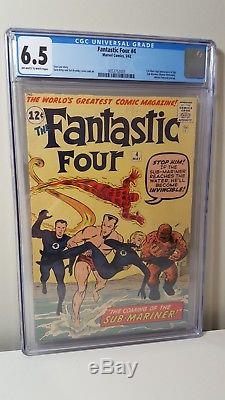 Fantastic Four #4 @ 6.5 OWW pages CGC 1st Silver Age app. Of Sub-Mariner
