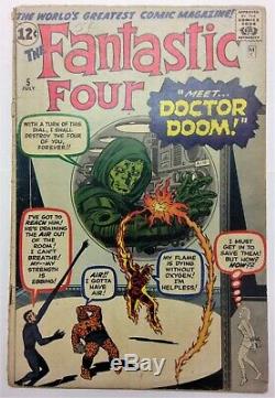 Fantastic Four 5, CR/OW, VG-, 1962 Silver Age, Guide Value $1485.00
