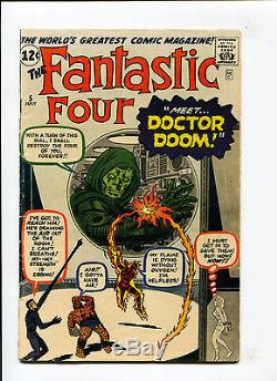 Fantastic Four #5 KEY 1st app Doctor Doom WHITE Pages Kirby Marvel Silver Comic