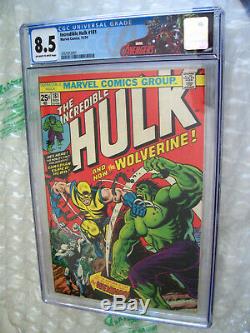 INCREDIBLE HULK #181 MVS, Wolverine Key Issue, Non-restored CGC 8.5+