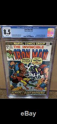 IRON MAN #55 CGC 8.5 1ST THANOS & DRAX THE DESTROYER White Pages! Hot Key Book
