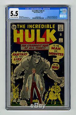 Incredible Hulk #1 CGC 5.5 OWithW KEY 1st App & Origin Rick Jones Kirby Art Marvel