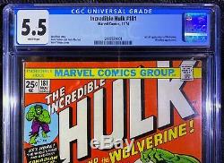 Incredible Hulk 181 CGC 5.5 White Pages Marvel 1974 1st Wolverine Appearance