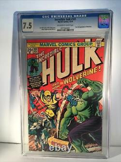 Incredible Hulk #181 CGC 7.5 OWTW Pages 1st Full Wolverine Herb Trimpe Len Wein