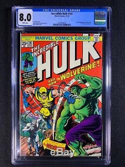 Incredible Hulk #181 CGC 8.0 (1974) 1st full app of Wolverine WHITE PAGES