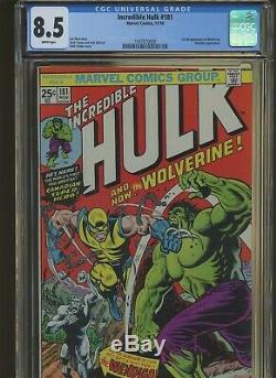 Incredible Hulk 181 CGC 8.5 Marvel 1974 1st Full Wolverine. Wendigo App