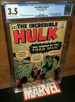 Incredible Hulk #2 CGC 3.5 Marvel 1962 1st Green Hulk! Key Book! L1 202 cm clean