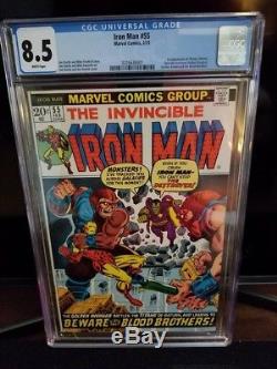 Iron Man #55 CGC 8.5 WHITE Pages / First app. THANOS, DRAX / Infinity War KEY