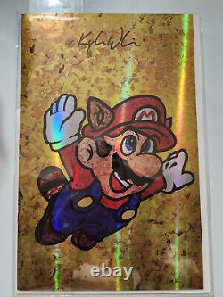 Mario Collage Gold Foil Scrapbook Comic Signed Kyle Willis Limited to 100 COA